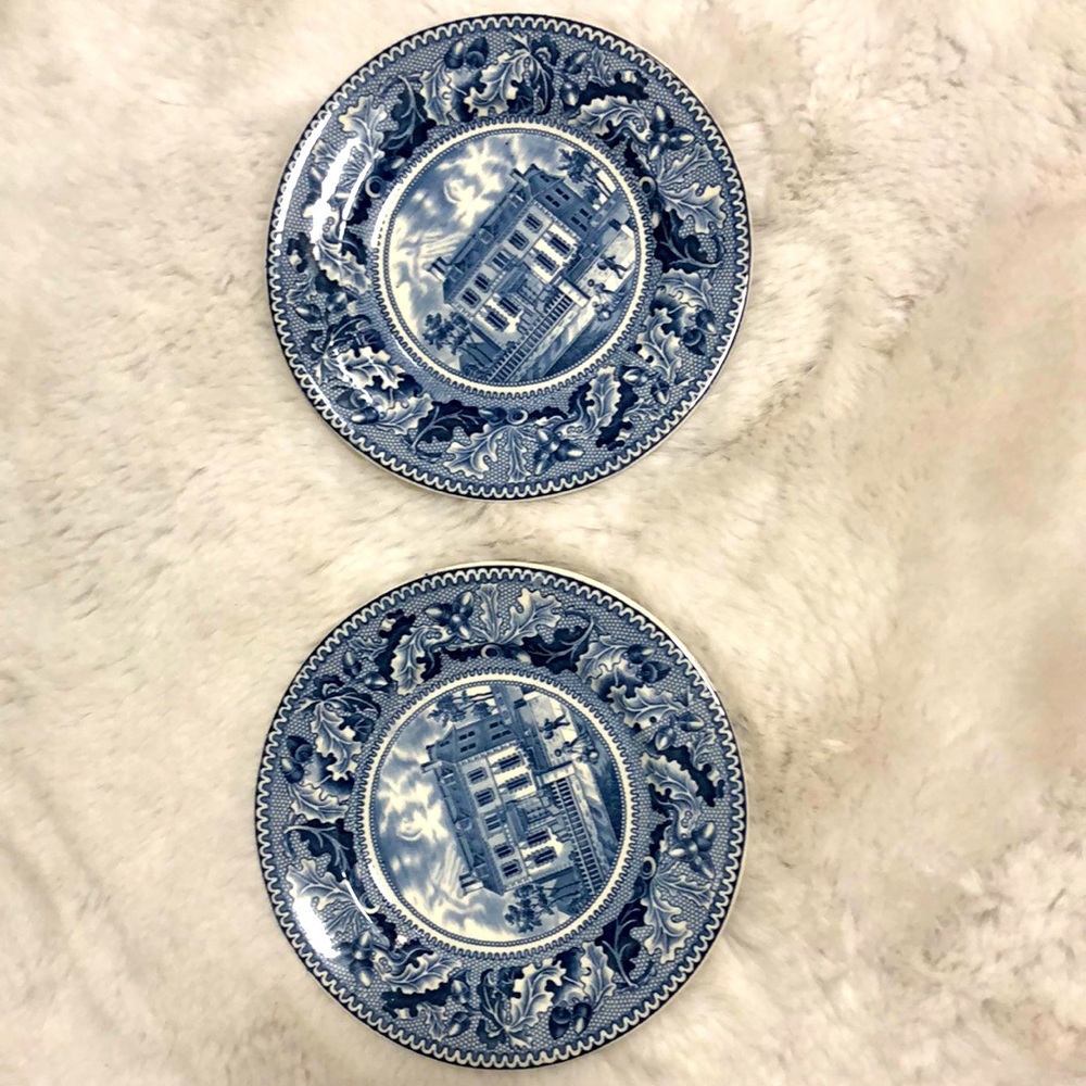 2 Vintage Johnson’s Bros.Historic America Boston Hancock House 7” Dessert Plate